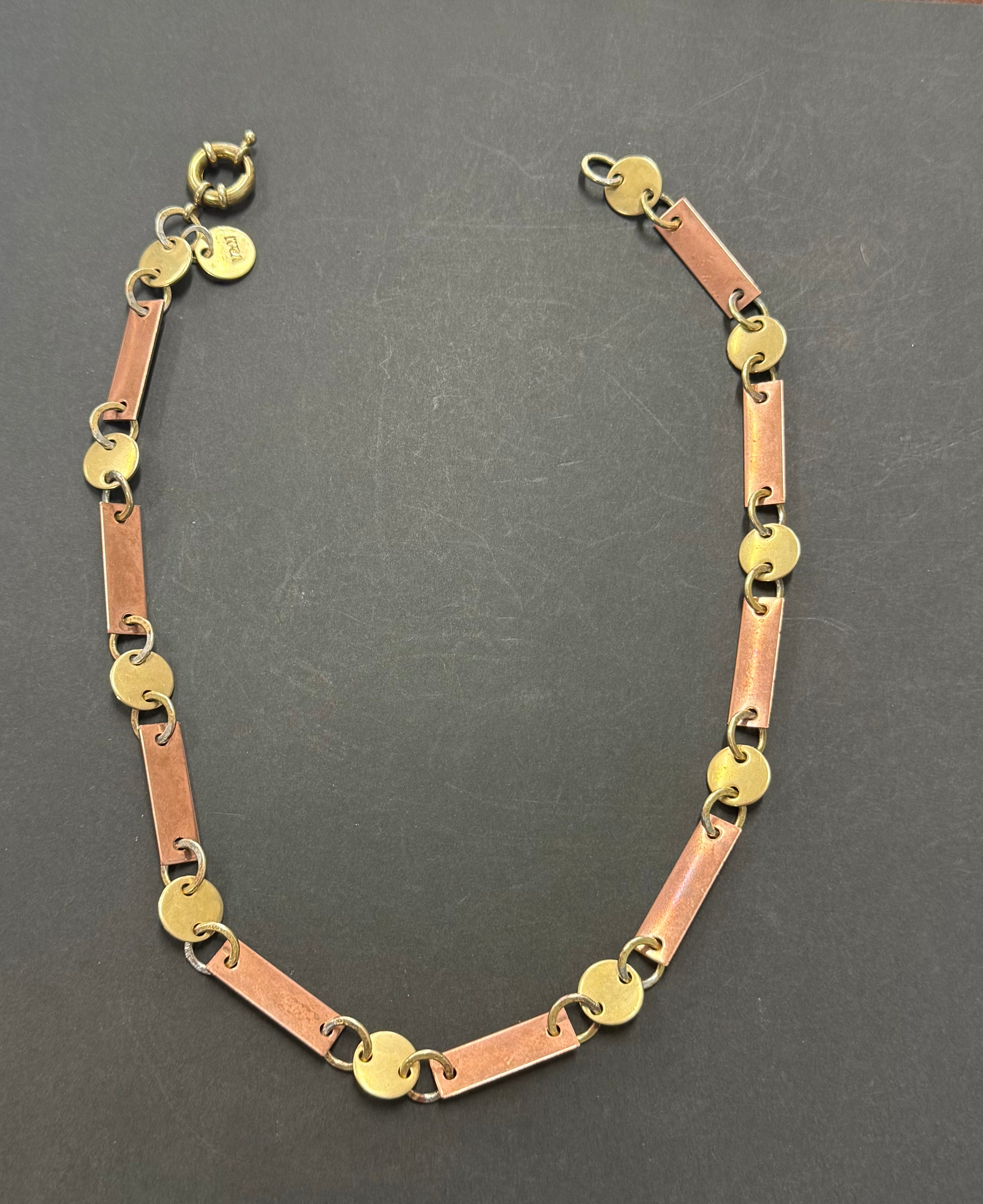 Short copper brass symmetrical necklace