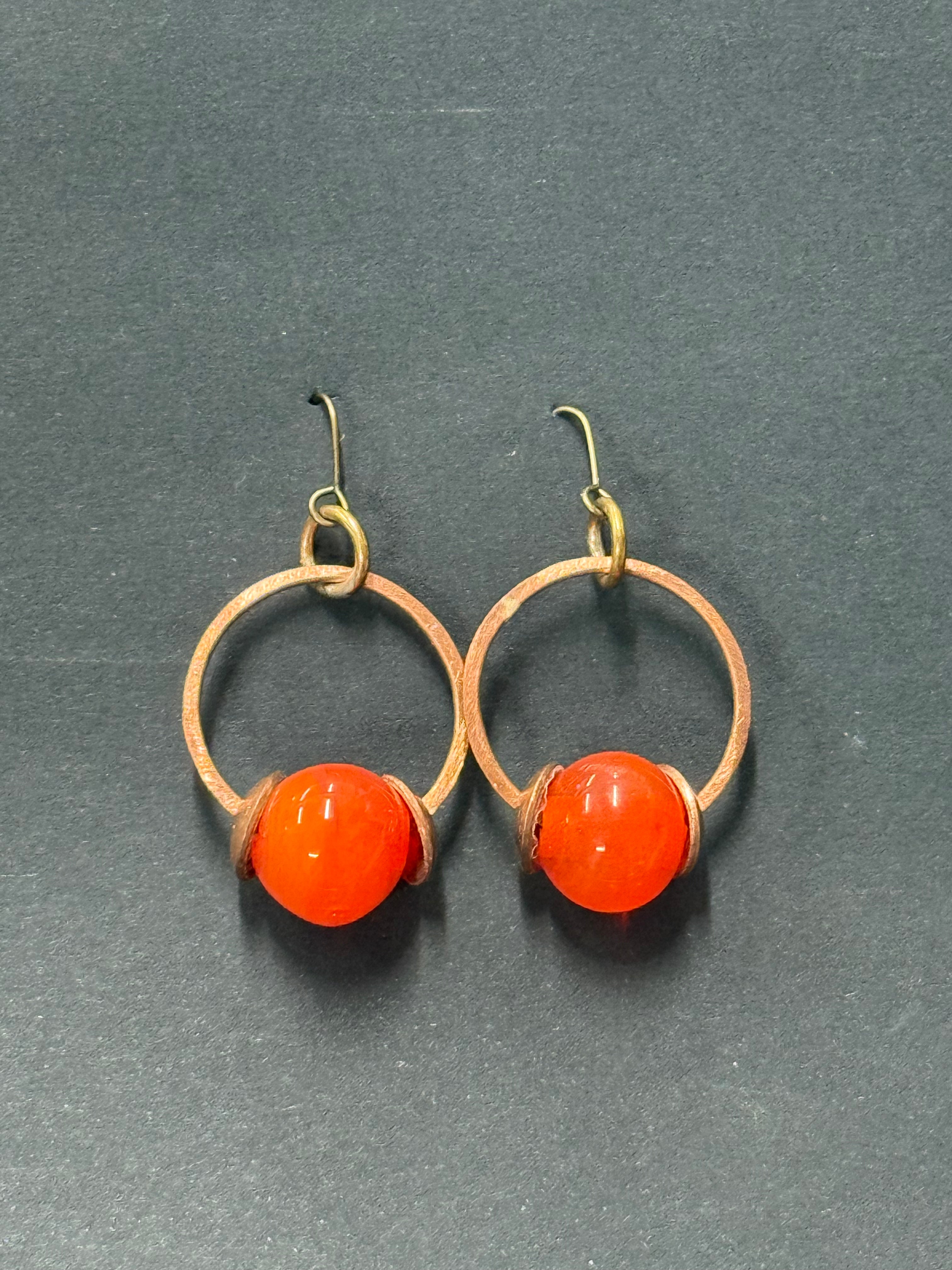 Hoop and glass bead earrings