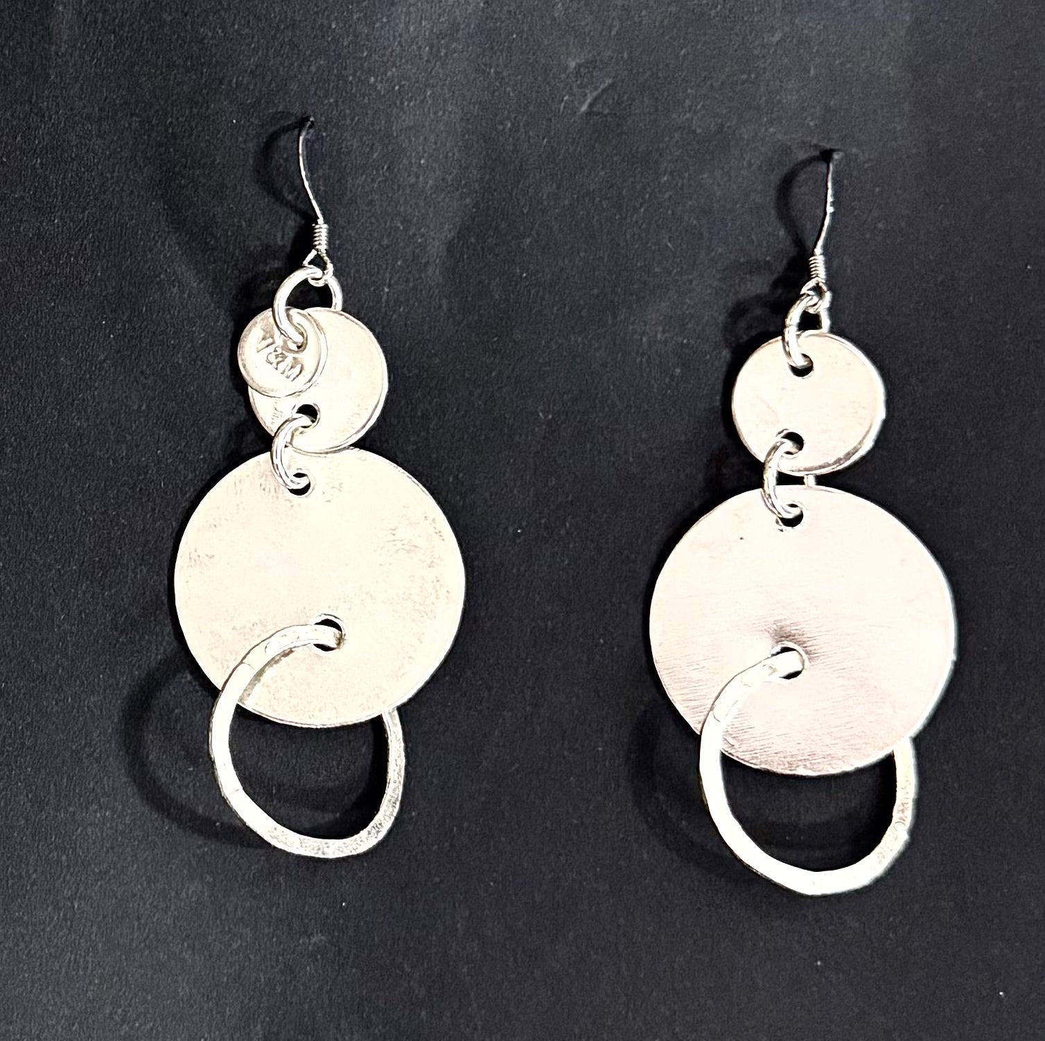 Disc and hoop silver earrings