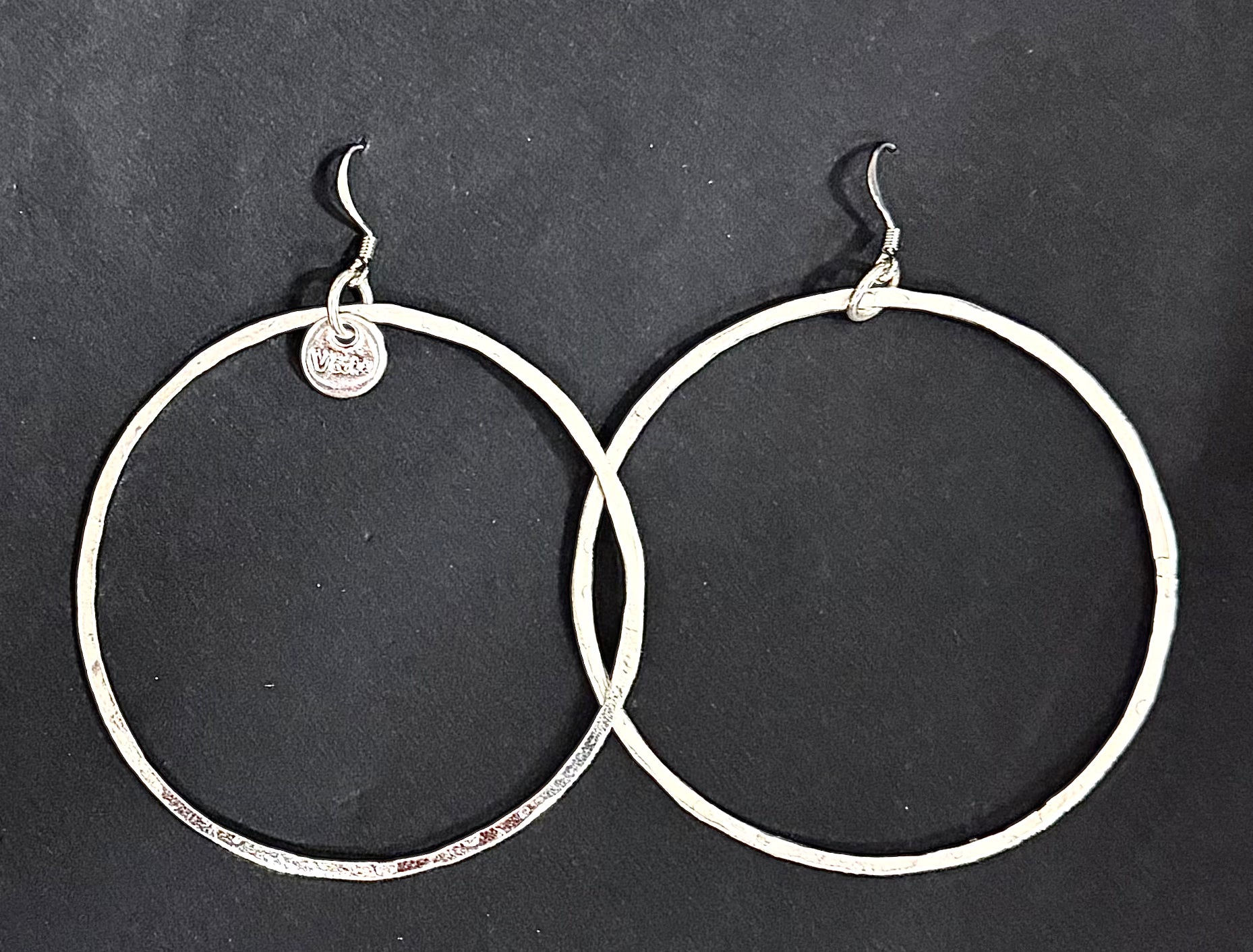 Large hoop silver earrings