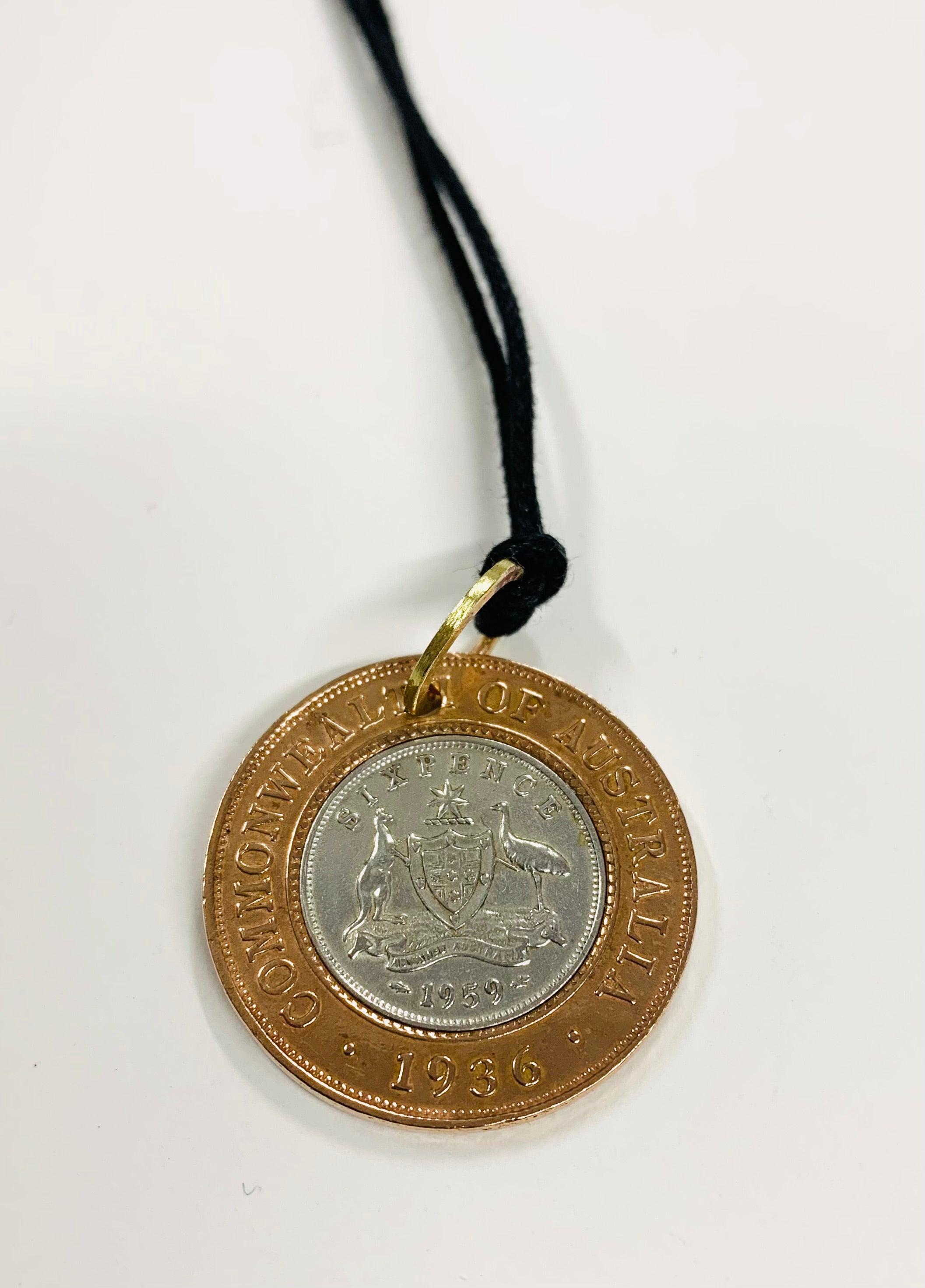 7 Pence copper penny with sixpence