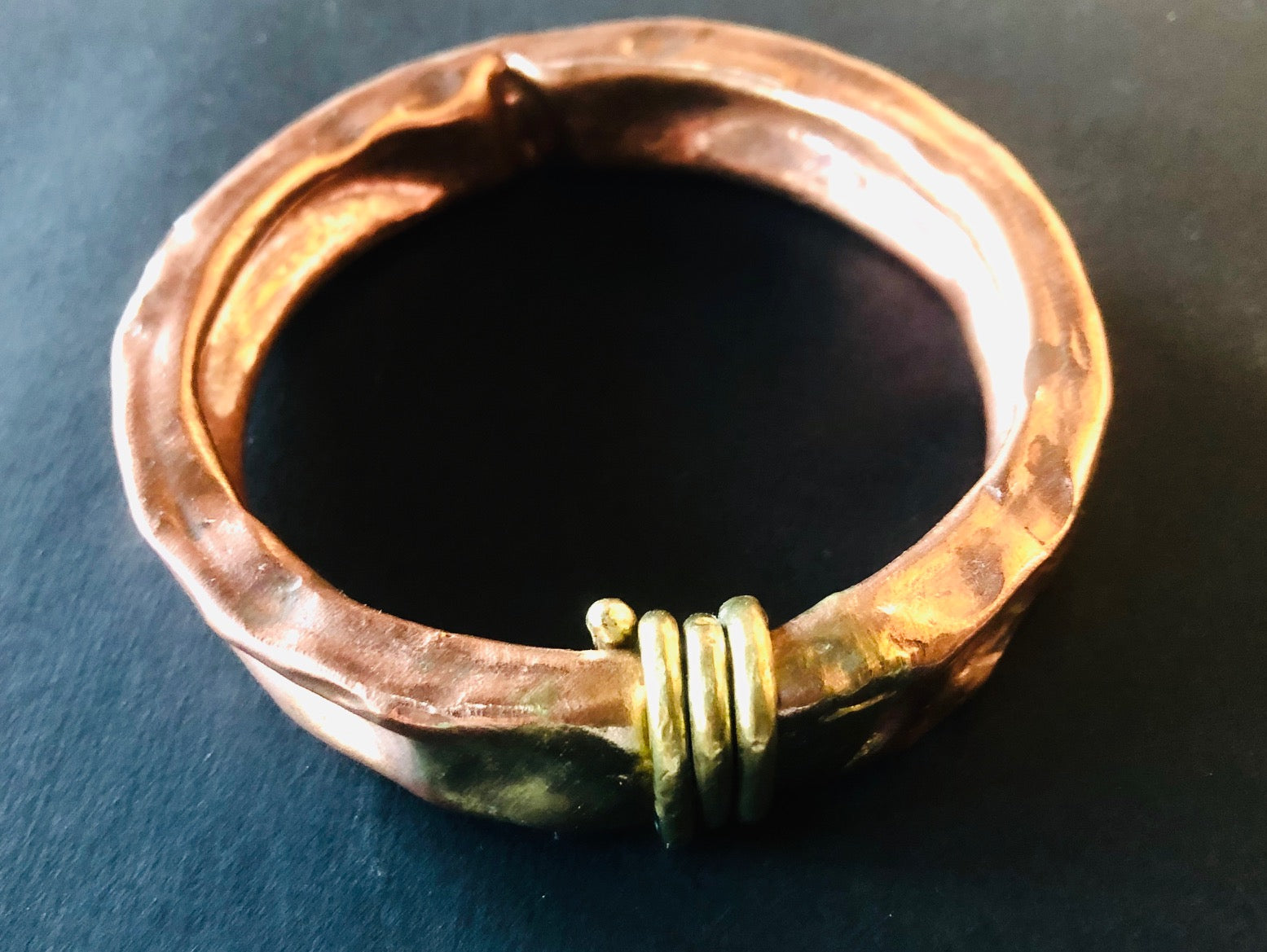 Extra wide copper bangle wrap