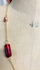 Murano red glass short necklace