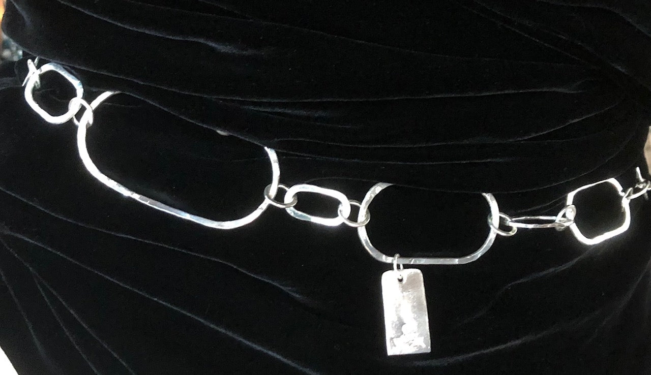 Paperclip long necklace silver