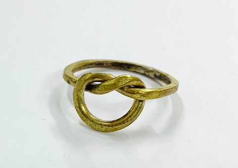 Pretzel brass knot ring