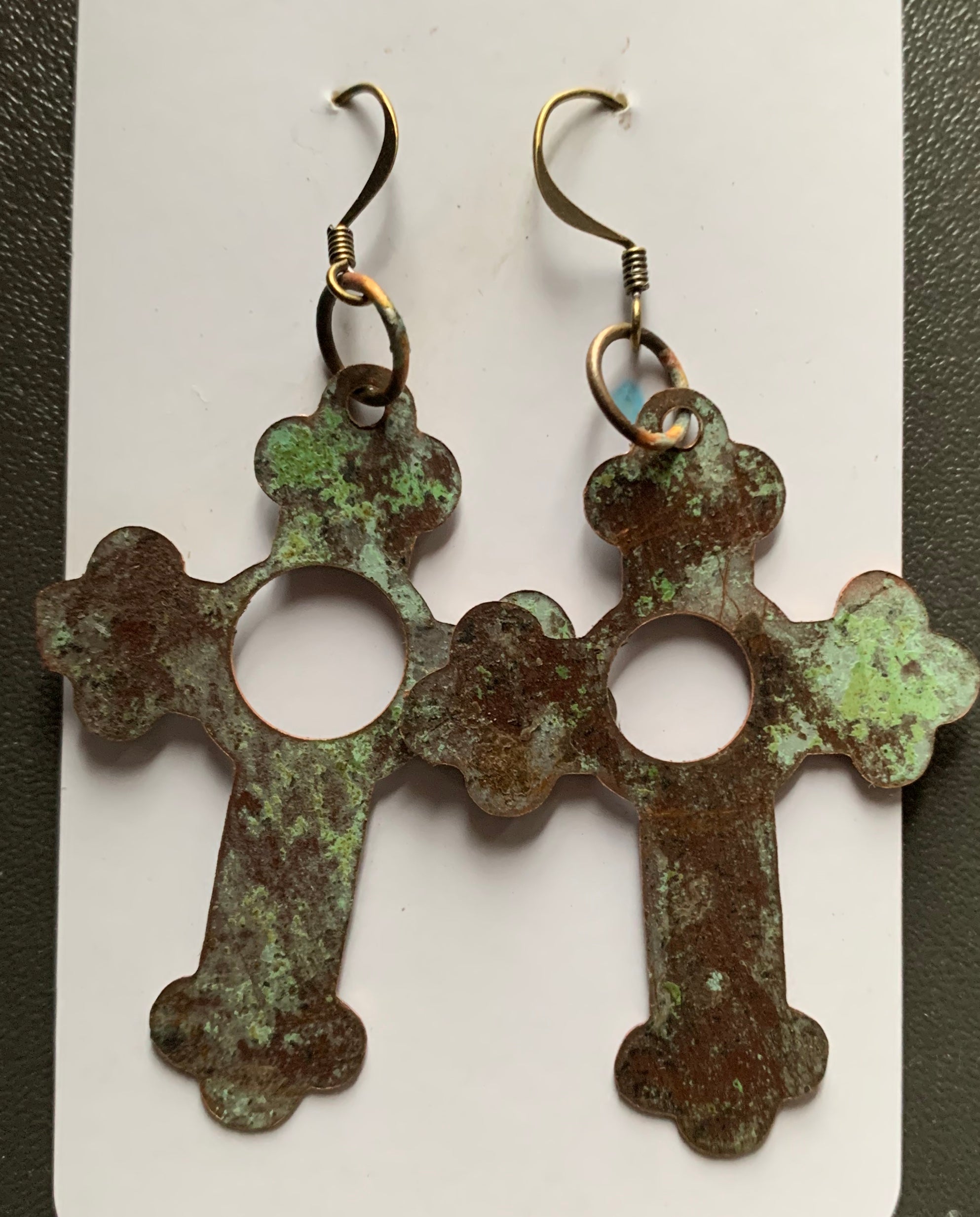Salvage Church Roof Holey Cross earrings