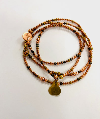 Metal beads copper brass long necklace