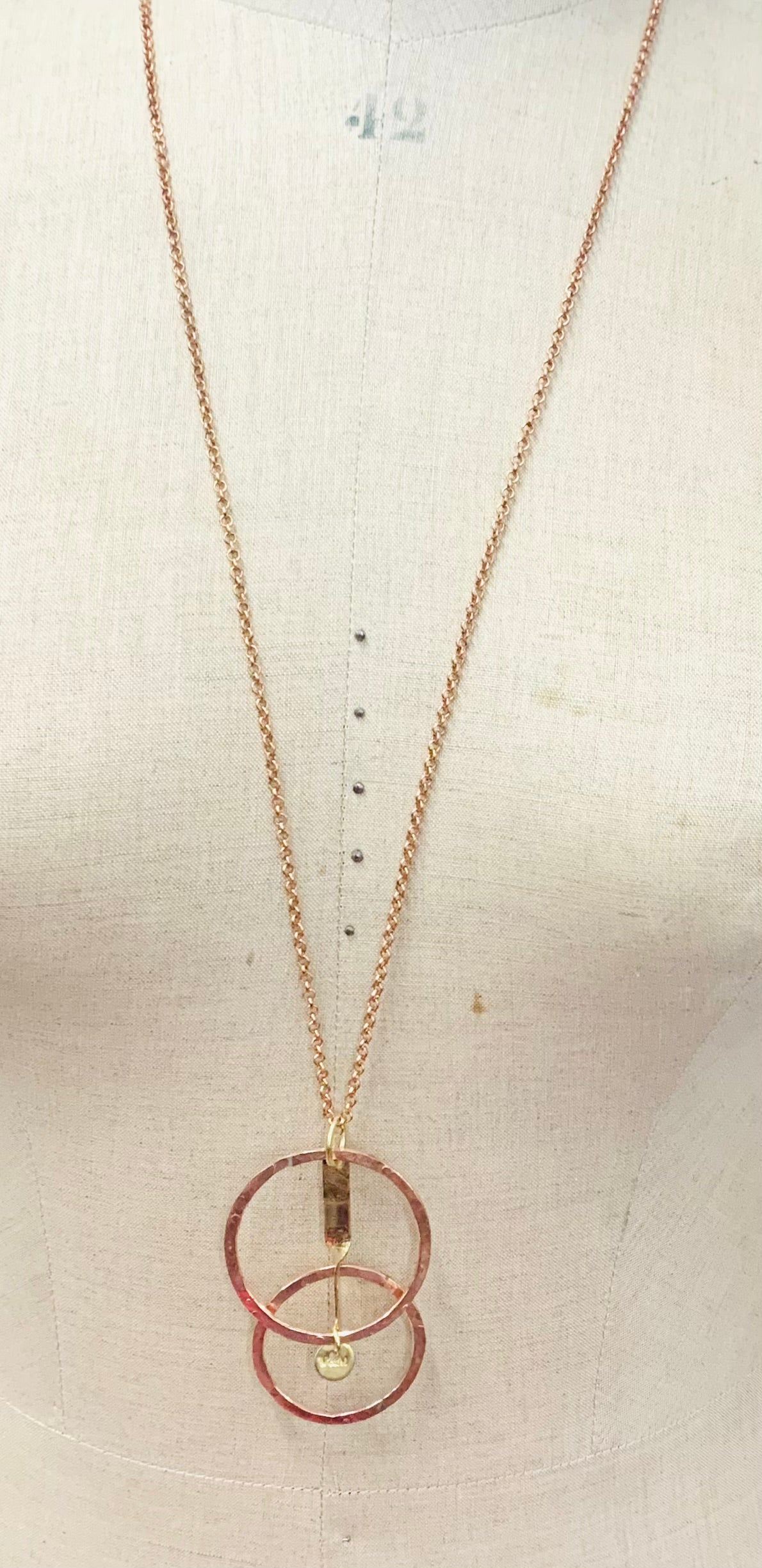 Double Hoop and Stem copper pendant
