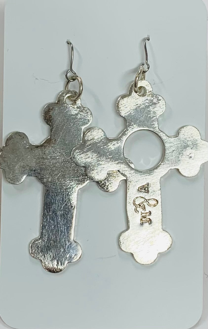 Silver Holey Cross earrings