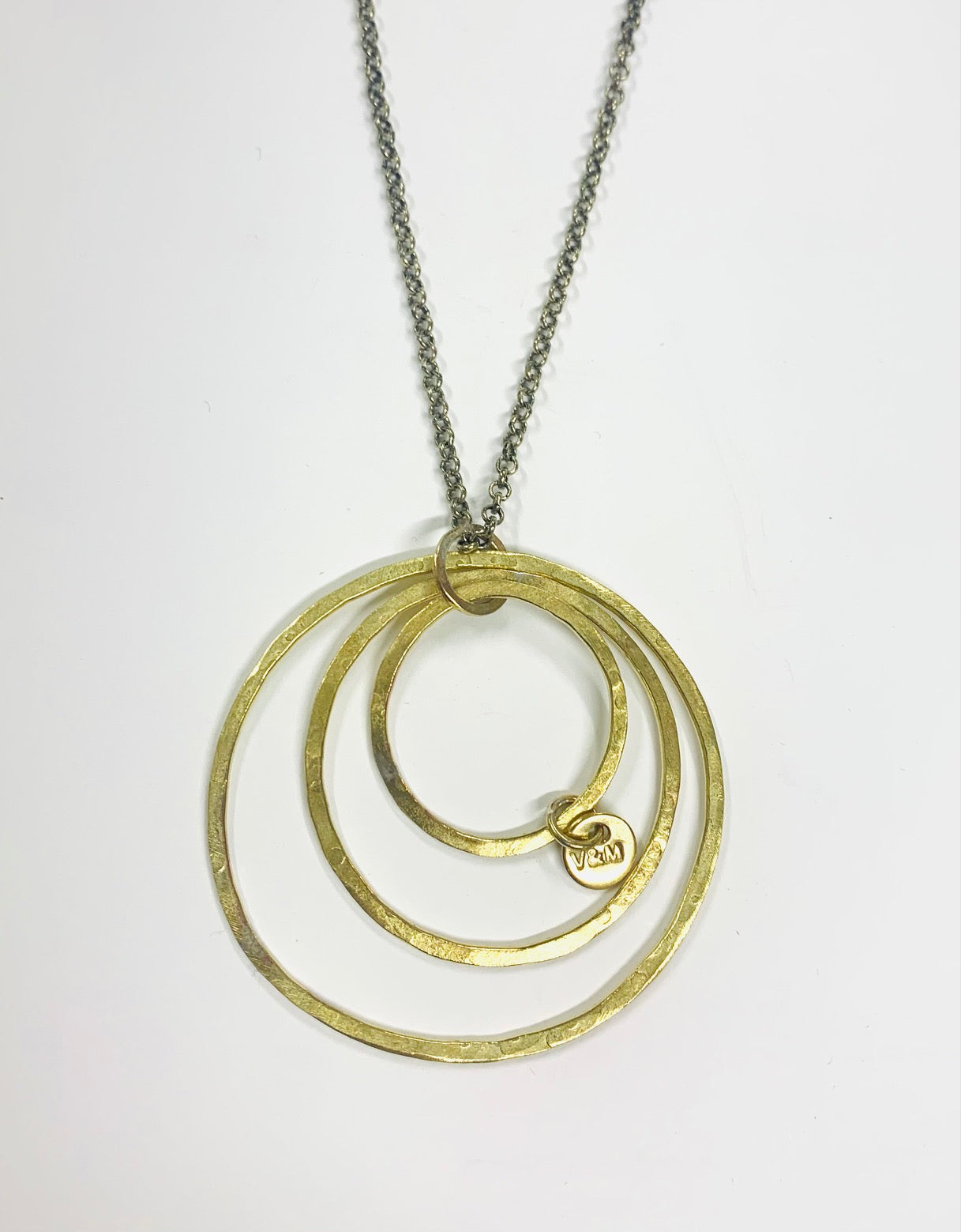 Triple Hoop brass pendant