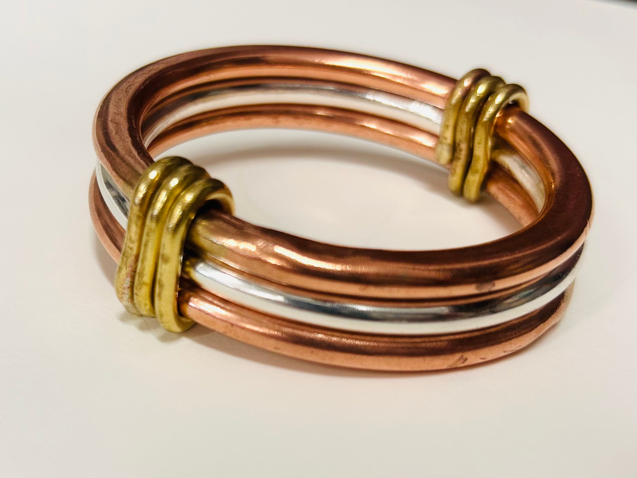 Triple mixed metal classic bangle
