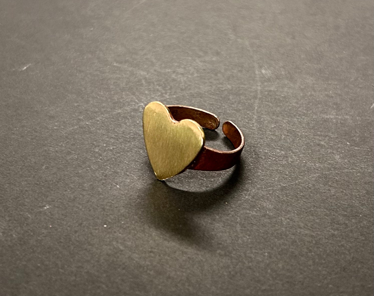 Brass heart adjustable ring