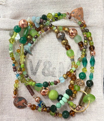 Long glass & metal beads