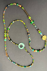 Long glass and metal beads