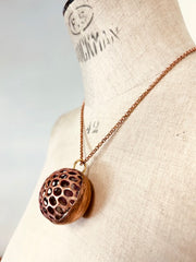 Copper half honeycomb Sfere pendant