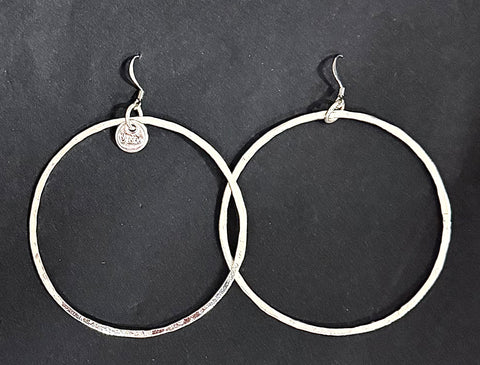 Large hoop silver earrings