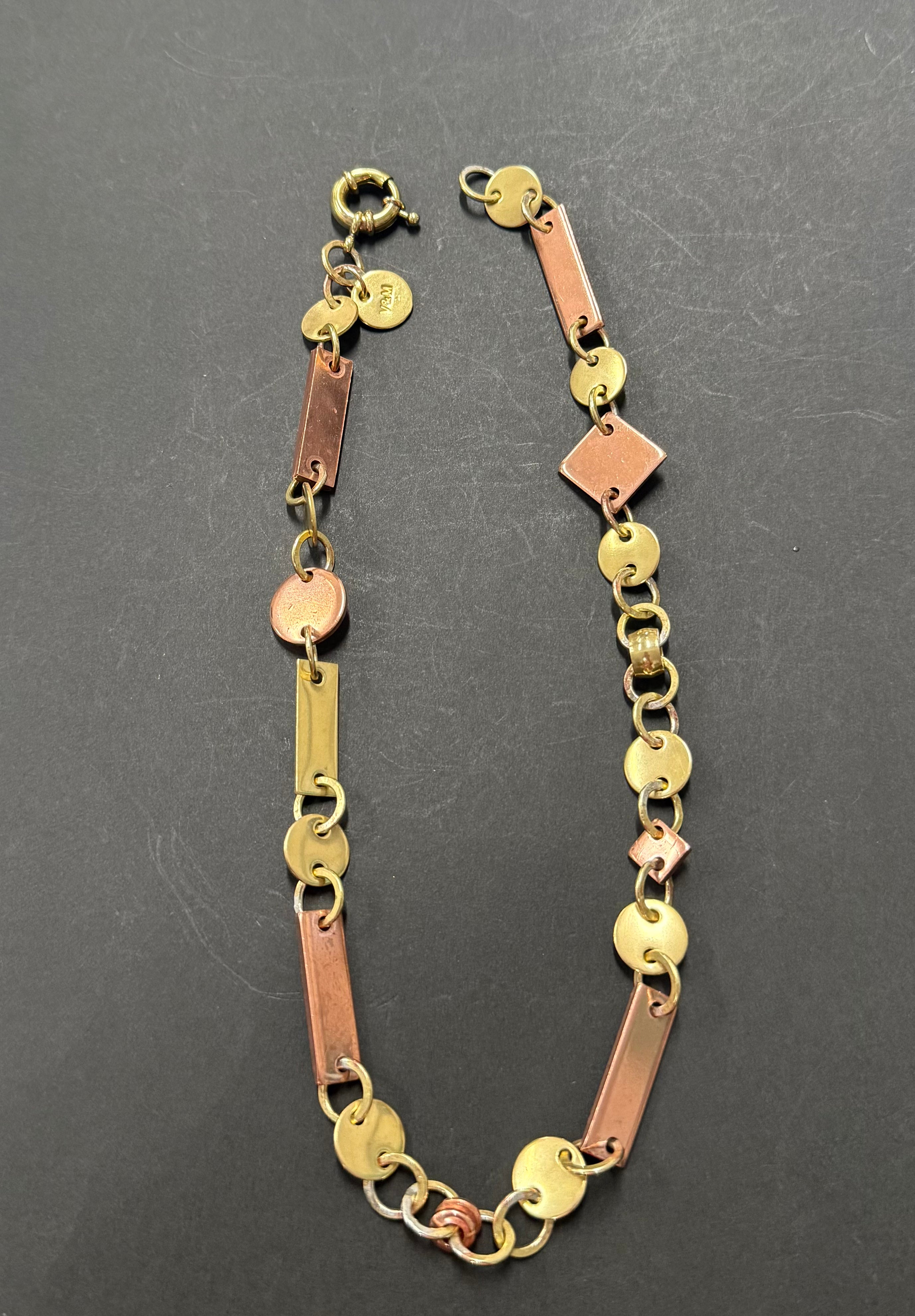 Short copper brass mixed shapes necklace