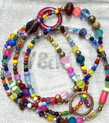Long glass and metal beads