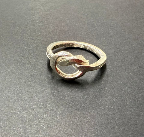 Pretzel silver knot ring