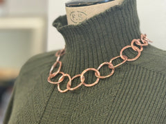 Copper large hoop short necklace