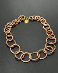 Copper large hoop short necklace