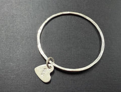 Thin silver bangle with heart
