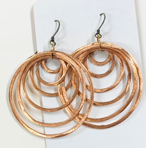 6 hoop copper feature earrings