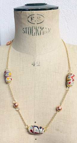 Murano earthy glass short necklace
