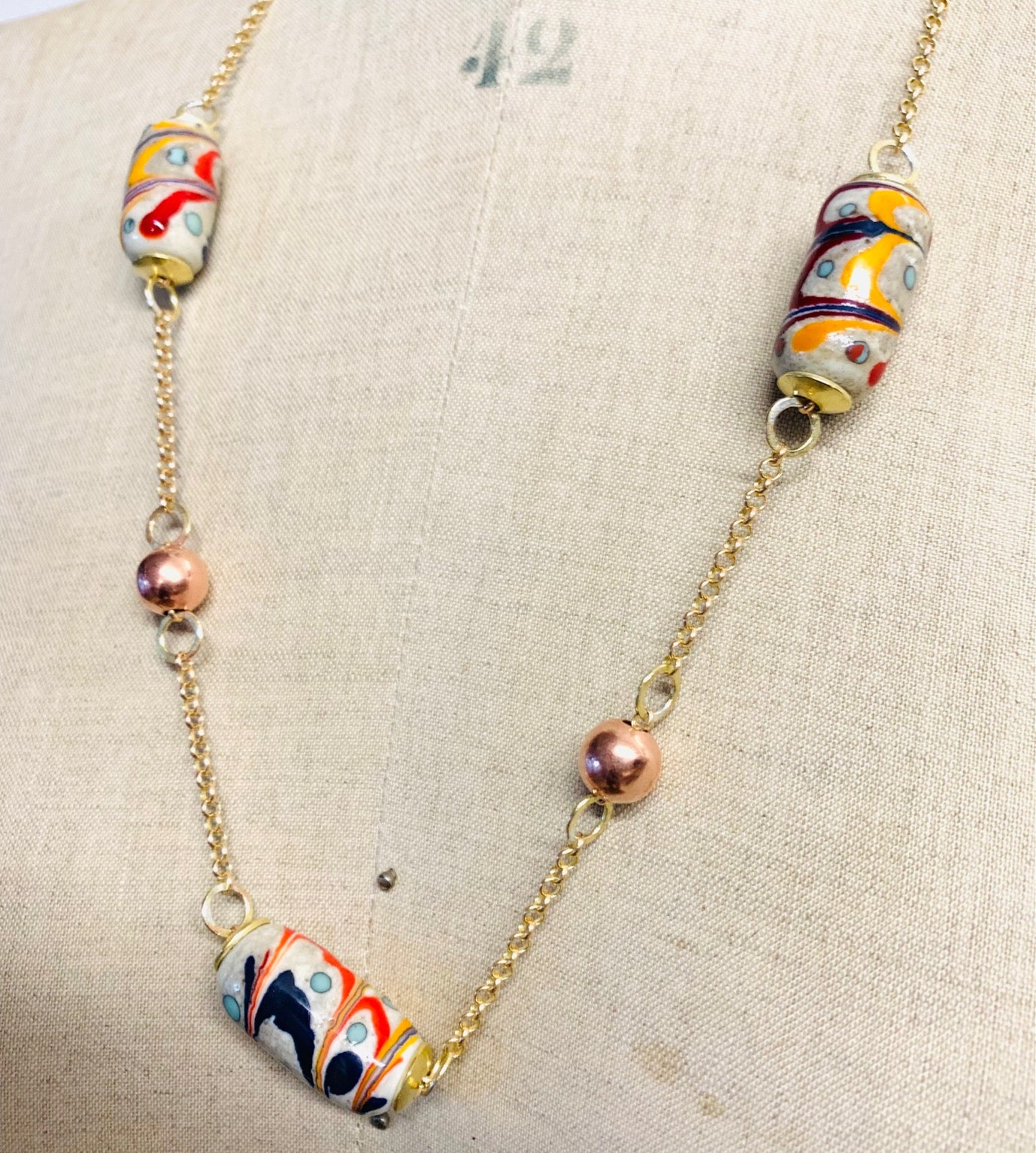 Murano earthy glass short necklace