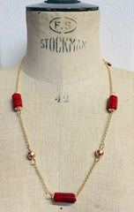 Murano red glass short necklace
