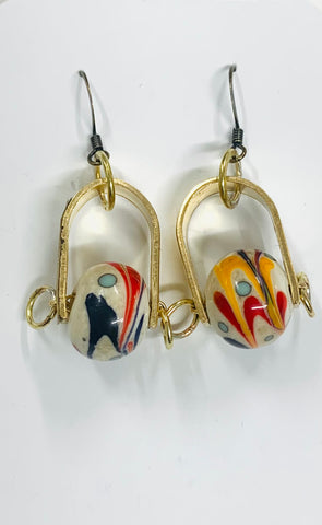 U shape earthy Murano glass earrings