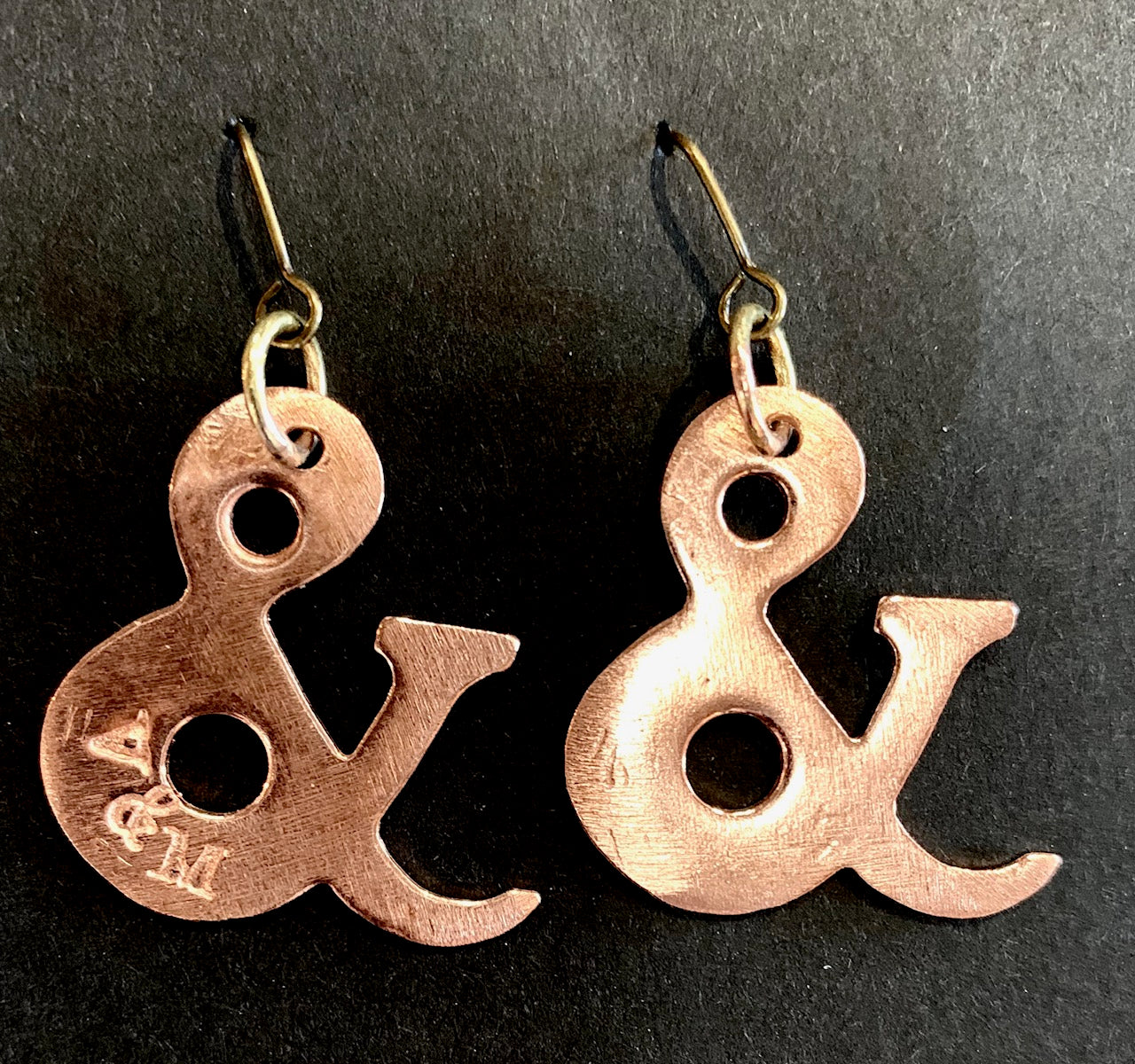 Ampersand copper earrings