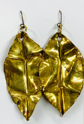 Brass leaf earrings