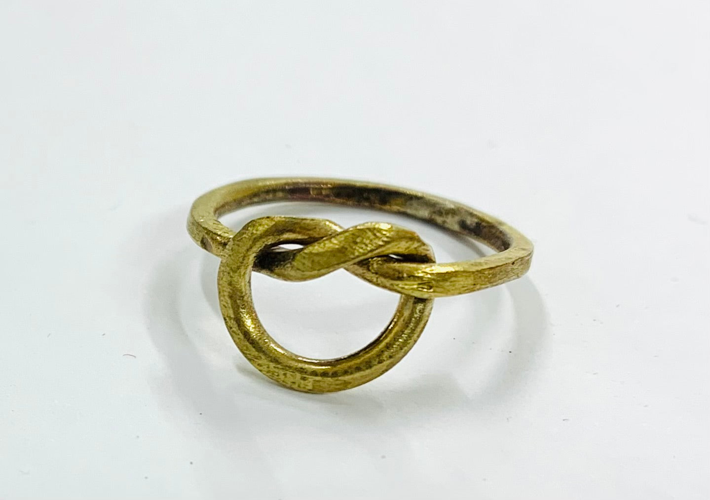 Pretzel brass knot ring