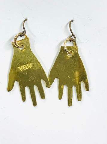 Brass small hand earrings