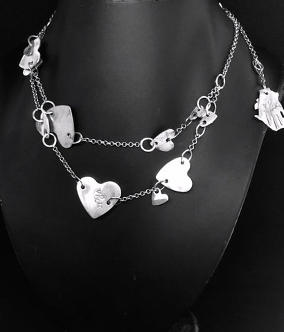 Chain of hearts 2 tier necklace silver