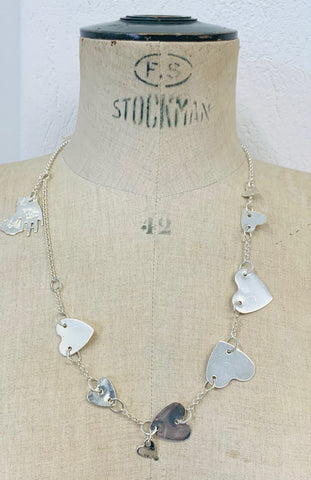 Chain of hearts 1 tier necklace silver