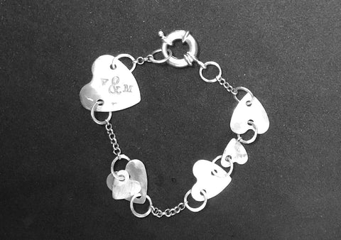 Chain of hearts silver bracelet