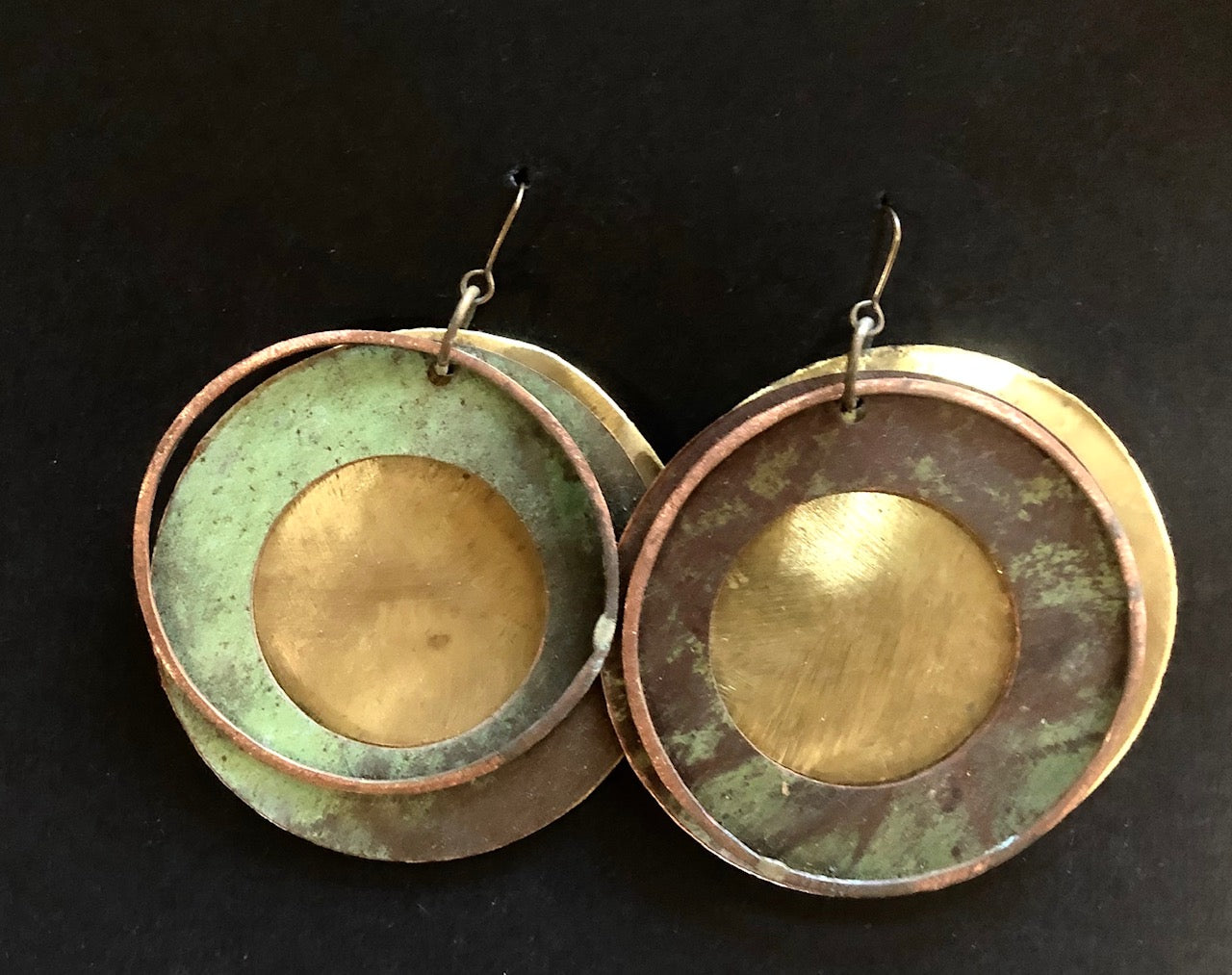 Salvage church roof earrings disc