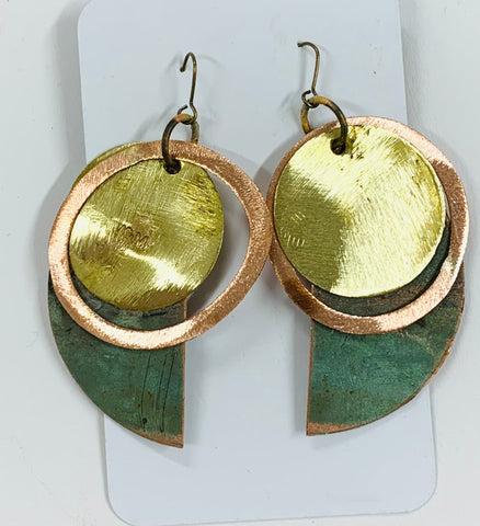 Church roof semi circle copper earrings