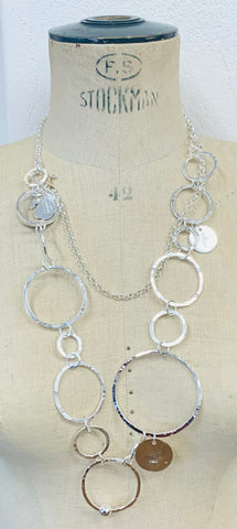 Circle long necklace silver