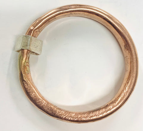 Anvil bangle copper with silver shape