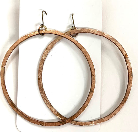 Large hoop copper earrings