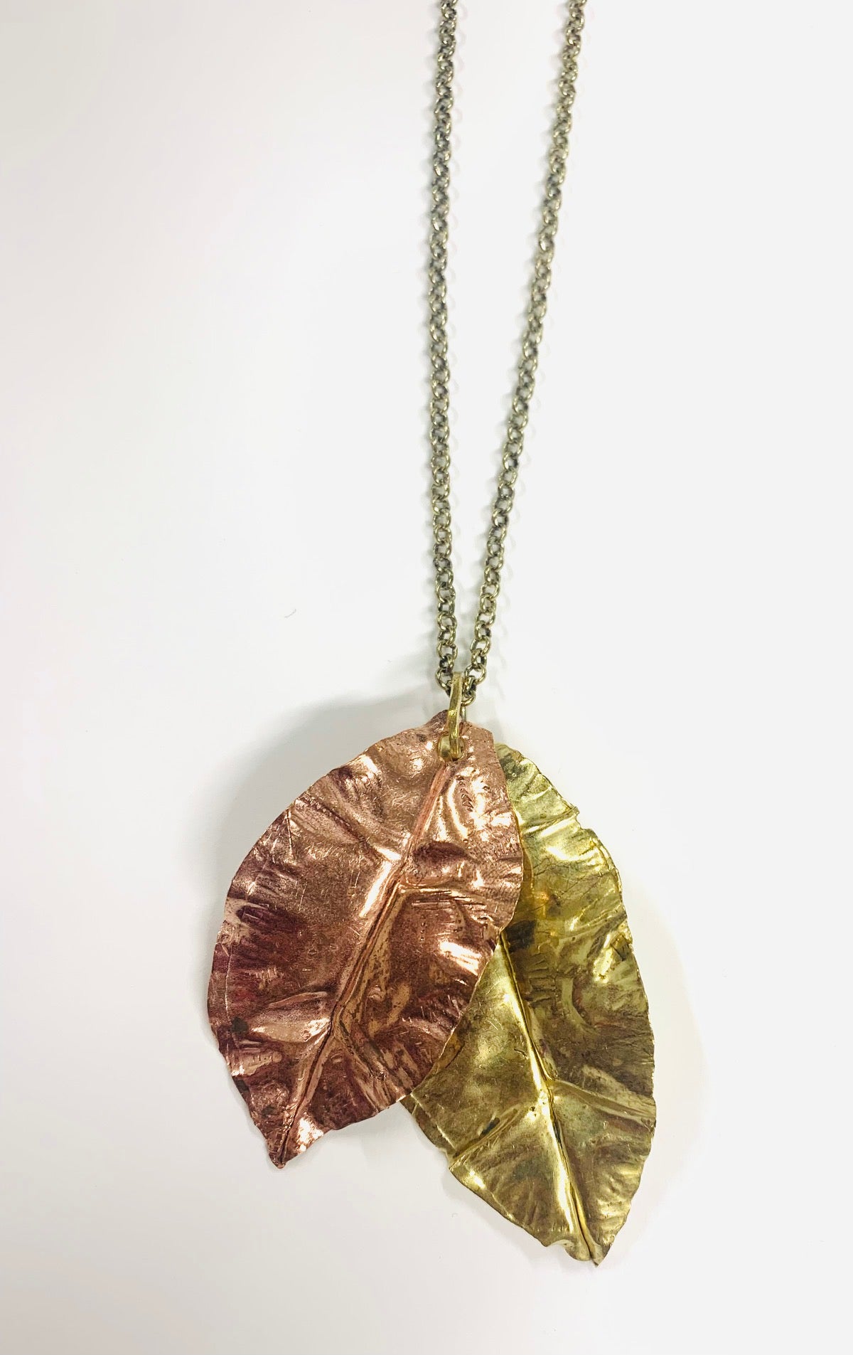Copper brass leaf pendant
