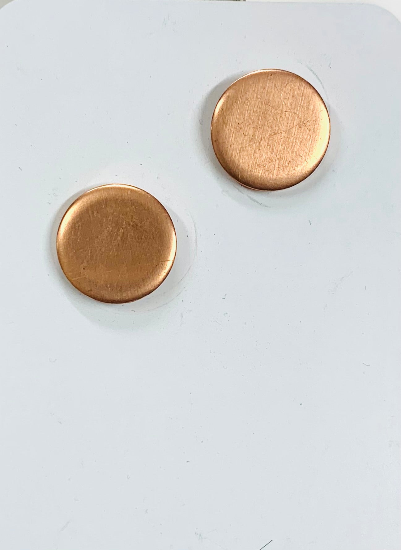 Copper circle stud earrings