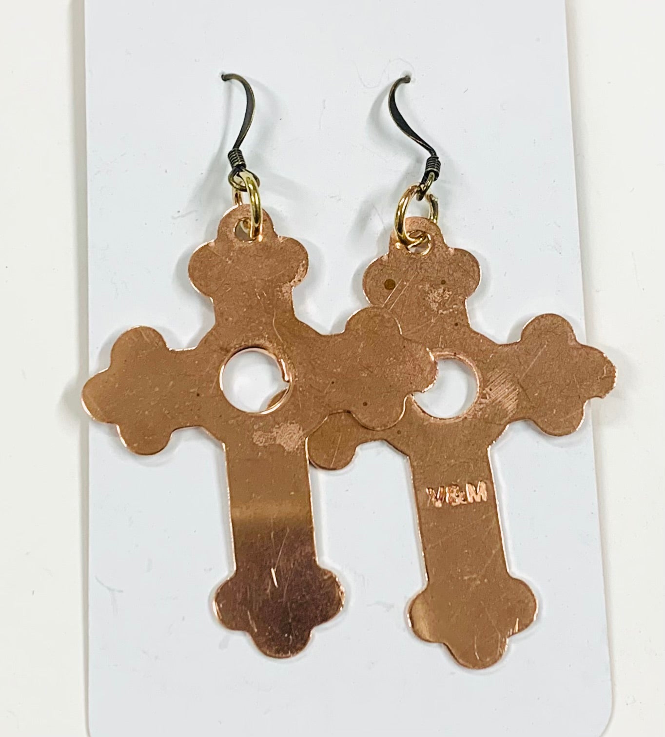 Copper Cross large earrings