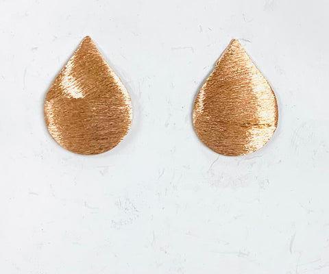Copper pear stud earrings