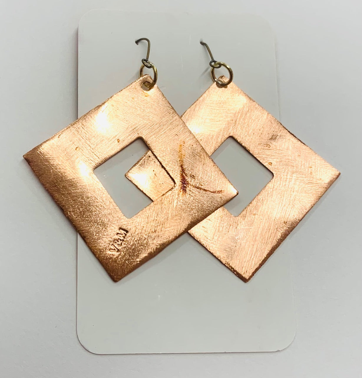 Copper retro square earrings