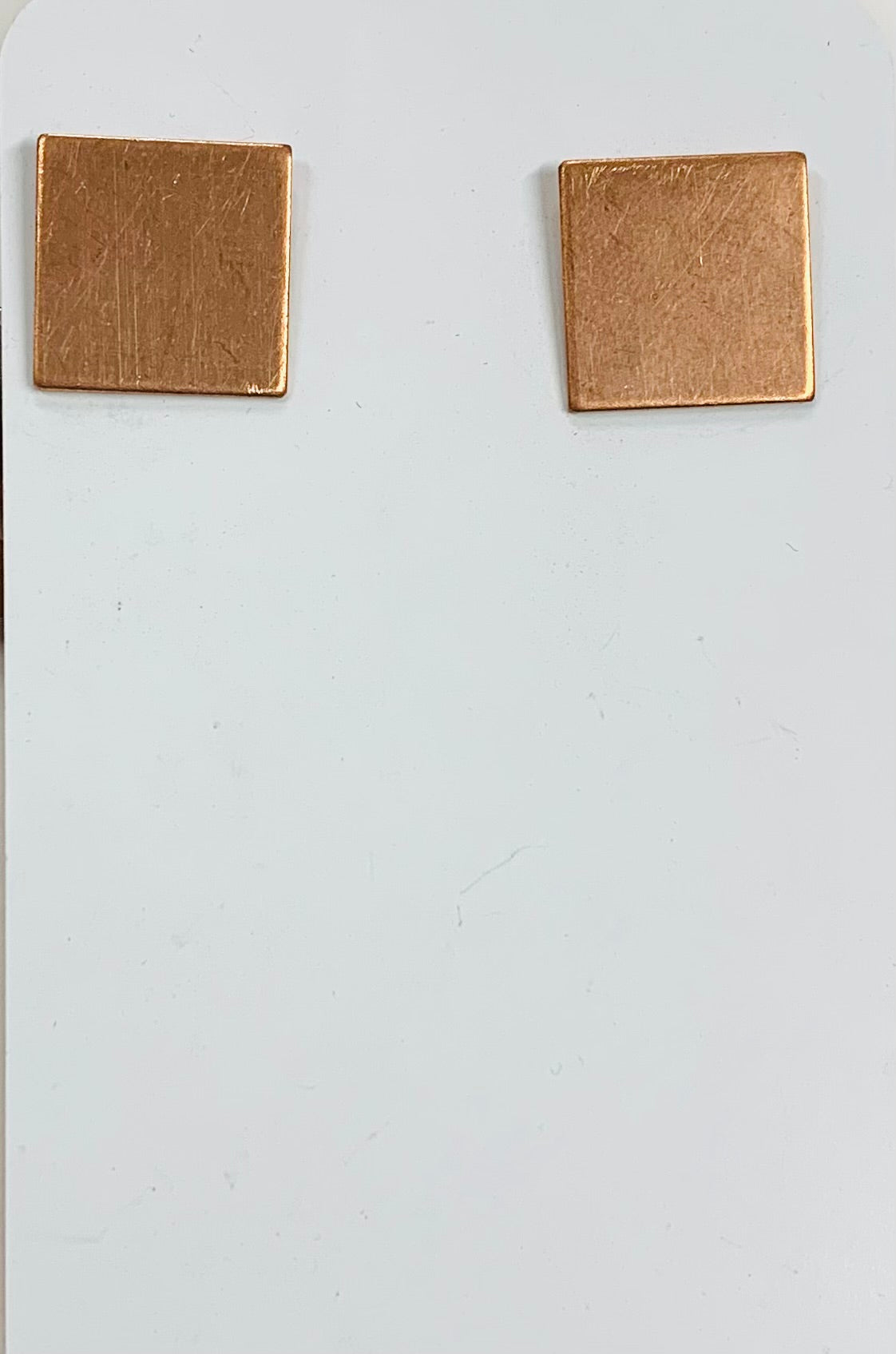 Copper square stud earrings