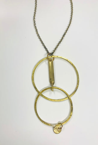 Double Hoop and Stem brass pendant